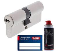 ToniTec Juego de cilindro de cerradura ABUS EC660 GS con doble cilindro y cierre uniforme, incluye 3 llaves por pedido con tarjeta de seguridad, tamaño 30 30 mm + spray de cuidado ToniTec