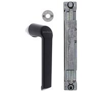 ToniTec Juego de reparación de manija de transmisión para ventana de metal Schüco compuesto por mango de inserción negro 247010, engranaje de cámara 23 mm DIN derecho 243033 y roseta 247091