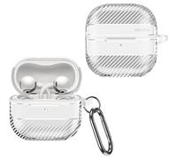 TONIXY 1 funda protectora para Huawei Freeclip 2, funda abatible con textura de fibra de carbono con gancho de metal, compatible con carga inalámbrica, para TPU PC a prueba de golpes para viajes