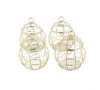 TONIXY 4 comederos de metal para pájaros, comedero colgante de bolas de sebo con tapa redonda, acabado dorado resistente al óxido para jardín, atracción de vida silvestre, decoración de fiesta, boda
