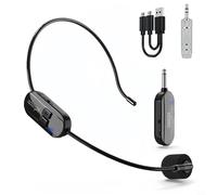 TONIXY Auriculares inalámbricos de 2.4 G con micrófono con condensador integrado, rango de 160 pies, duración de la batería de 6 a 8 horas, adaptador de 6.35 mm y 3.5 mm