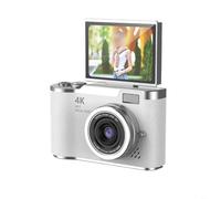 TONIXY Cámara digital 4K para fotografía Vlogging con sensor de 48MP, zoom óptico 8X, pantalla abatible de 180° y diseño compacto (blanco)