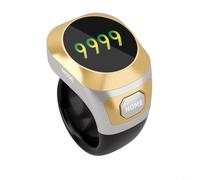 TONIXY Contador de anillos inteligente electrónico luminoso con pantalla a color y batería recargable, oración resistente al agua con tres opciones de tamaño para adoración (blanco)