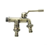 TONIXY Grifo de latón antiguo con salidas dobles para aplicaciones prácticas al aire libre (bronce verde)