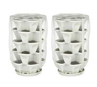 TONIXY Juego de 2 fundas gruesas de malla 60 para protección de plantas vegetales, red de jardín blanca con acceso de cremallera y cierre de cordón (40 x 40 x 60 cm)