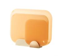 TONIXY Juego de 3 tablas de cortar de plástico con soporte, tablas de cortar antideslizantes en varios tamaños para carne, pescado, frutas, verduras y pan, diseño higiénico y fácil de limpiar (naranja