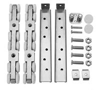 TONIXY Kit de riel para puerta corredera de granero de acero inoxidable, sistema de riel doble de 12 ruedas para puertas de granero de madera y vidrio de deslizamiento suave