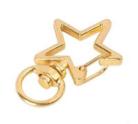 TONIXY Llavero de metal con diseño de estrella y anillo DC, color dorado | Diseño único de estrella, metal con acabado dorado, pequeño anillo DC, compatible con bucles, accesorio creativo para el día