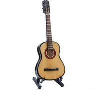 TONIXY Modelo de guitarra acústica en miniatura de madera, réplica clásica pequeña de 15 cm con soporte, para decoración del hogar, oficina o sala de música (madera)