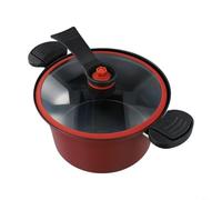 TONIXY Olla de micropresión multiusos de 3,5 L, interior antiadherente, llama abierta y apta para microondas, para guisar, cocinar al vapor y preparar comidas diarias (rojo)