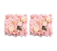 TONIXY Paneles de pared de flores artificiales, 2 unidades, telón de fondo de rosas y hortensias de seda 3D para bodas, fiestas, decoración del hogar, 15 x 15 pulgadas (rosa claro)