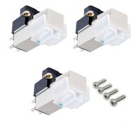 TONIXY Paquete de 2 cartuchos de fonógrafo para At3600L, lápiz capacitivo de imán móvil con vástago redondo unido, voltaje de salida de 4,2 Mv, cuerpo de plástico blanco para tocadiscos de vinilo (2