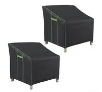 TONIXY Paquete de 2 fundas para muebles de patio, tela Oxford 210D impermeable, a prueba de polvo y resistente a los rayos UV, protectores de asiento para sillas y mesas de jardín, color negro (89 x