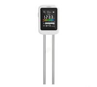 TONIXY Probador de suelo recargable 6 en 1 con agujas dobles, pantalla LCD ajustable para humedad, temperatura de pH, luz de fertilidad, humedad, uso en invernaderos de jardín, color blanco