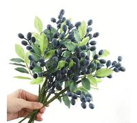 TONIXY Ramas de olivo artificiales, paquete de 5 tallos florales de seda para decoración mediterránea del hogar, ramos de boda o centros de mesa de fiesta, 13.8 pulgadas (azul)