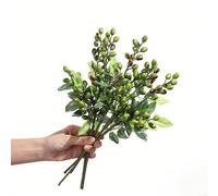 TONIXY Ramas de olivo artificiales, paquete de 5 tallos florales de seda para decoración mediterránea del hogar, ramos de boda o centros de mesa de fiesta, 13.8 pulgadas (verde)
