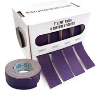 TONIXY Rollos de tela abrasiva de arena púrpura de 25 mm para pulido de metal, madera, vidrio, bandas de lijado de óxido de aluminio con respaldo de nailon, tira de acabado de grano múltiple (6 piezas