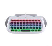 TONIXY Teclado controlador inalámbrico RGB con teclas retroiluminadas y altavoz integrado, conector de audio de 3.5 mm, chatpad compatible con PS5/PS5 Pro para mensajería, chat de voz y juegos (blanco