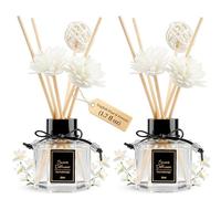 TonJin Juego de 2 difusores de pera inglesa y fresia de 1.7 onzas líquidas, aroma floral afrutado para el hogar con 6 barras de aroma, varillas de aceite esencial natural no tóxico para baño y sala de