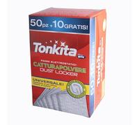 Tonkita | 60 paños electrostáticos atrapapolvos universales, atrapa la Suciedad con Textura 3D de Doble Capa, Apto para Todo Tipo de Suelos, Recambio atrapapolvo, 60 Unidades - Made in Italy