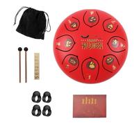 Tono De 6 Pulgadas 8 Tambores De Hendidura La Base De Goma No Es Fácil De Deslizar Handpan Con Kit De Batería, Hoja De Música, Mangas De Los Dedos Tambor De Lengüeta(Red)