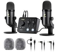 TONOR ASMR Conjunto de Dispos con Interfaz Audio, Micrófono Condensador de Doble Capacitor, Audio 3D Inmersivo, Calidad de Sonido Clara, Volumen Control, para Creación/Grabación/Podcast, Negro