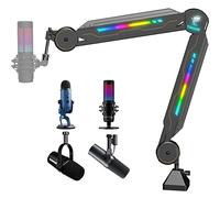 TONOR Brazo de Micrófono RGB, Soporte de Micro Suspensión Ajustable Tipo Tijera para Quadcast, Blue Yeti con Efectos de Luz RGB Ajustables, Filtro Pop, Abrazadera reforzada (T90)