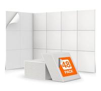 TONOR Espuma Acústica Pack 48 Paneles, Paneles Acústicos Cuadrado con Respaldo Adhesivo, Insonorizacion Acustica Pared y Decoración para Estudio, Gaming, Podcasting, Grabación, 30 x 30 x 0,9cm, Blanco