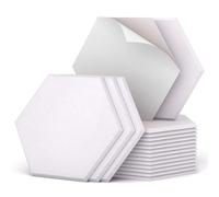 TONOR Lote de 18 Paneles Acústicos Murales Autoadhesivos,30 x 26 x 1 cm Panele de pared 3D acústico de Alta Densidad,Espuma Acústica Hexagonal Aislante para Estudios/Oficinas/Dormitorios, Blanco