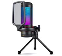 TONOR Microfono Gaming USB para PC PS4/5, Micrófono Condensador Cardioide con Trípode para Podcast, Streaming, Studio, Ordenador, Mic RGB con Ajustable Modos y Brillo, Silencio Rápido, TC310