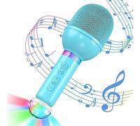 TONOR Micrófono Karaoke para Niños, Micrófono Inalámbrico Karaoke con Luces LED, Regalo Juguetes para Niñas con Función Cambia de Voz,Micro Portátil para Cantar, Compatible con Android, iOS, PC Azul