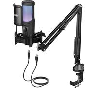 TONOR Micrófono USB RGB Gaming, para Streaming Micrófono de Condensador Cardioide, Micrófono de Estudio con Brazo Soporte TC40 RGB