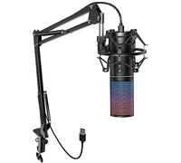 TONOR RGB - Micrófono USB de Condensador para PC, para Streaming y Juegos, micrófono cardioide para Podcast, Youtube, grabación, música, Juego con Soporte de Brazo para Windos y Mac, Q9s