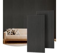 TONOR Set di 2 Pannelli Fonoassorbenti in Legno Impiallacciato, 120 x 60 - 1.44㎡, Pannelli Acustic da Fissare alla Parete, Schiuma Decorativa 3D per Soggiorno, Ufficio, Bancone a Isola, Nero