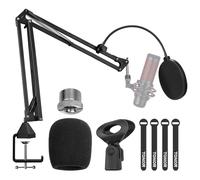 TONOR Soporte de Micrófono ajustable con filtro pop, Brazo de micrófono, abrazadera resistente mejorada para Podcast/Streaming/Estudio Grabación, Adaptador 3/8" a 5/8", 35 cm +35 cm, T20