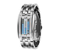 TONSHEN Binario Reloj Deportivos Acero Inoxidable Bisel Y Correa Moda Relojes de Pulsera Calendario El Unico Diseño Simple Digitales LED Azul Luz Cool Relojes (Mujer)