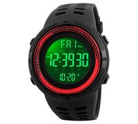 TONSHEN Relojes de Hombre Digitales Deportivos Militares 50M Resistente Agua Outdoor LED Display Electrónica Plástico Y Correa Goma Relojes de Pulsera (Rojo)