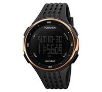 TONSHEN Unisex Deportivos Relojes Digitales LED Electrónica 50M Resistente Agua Outdoor Sport Militares Táctica Plástico Bisel Y Correa Goma Relojes de Pulsera Diseño Simple Doble Tiempo (Amarillo)