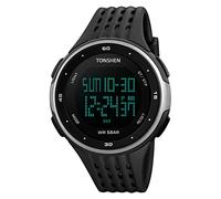 TONSHEN Unisex Deportivos Relojes Digitales LED Electrónica 50M Resistente Agua Outdoor Sport Militares Táctica Plástico Bisel Y Correa Goma Relojes de Pulsera Diseño Simple Doble Tiempo (Plateado)