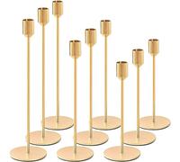 Tonsooze Candelabros de Metal, 9 pcs Estilo Retro Comedor Candelabro Dorado Candelabro Cónico Candelabros Decorativos para Navidad Halloween Acción Gracias Bodas Fiestas Decoración 33/28/24 cm
