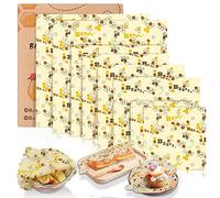 Tonsooze Envoltorios Cera De Abeja, Envoltorio Cera de Abeja Reutilizable, Envolturas De Alimentos Almacenar Alimento para Sandwiches,Queso, Frutas, Verduras y Pan (8Pcs, Abejas)