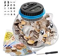 Tonsooze Hucha Digital Pantalla LCD automática, Hucha Contador Contador de Monedas Hucha de Gran Capacidad, 1.8L Hucha Electronica Niños Amigos Adultos para Navidad, Año Nuevo, Cumpleaños