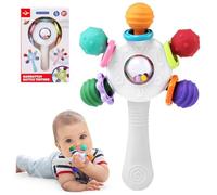 TonStyle Juguete de Denticion Sonajero para Bebe 6-12 Meses, Mordedor de Silicona Sensorial Sonajero Bebé 0-3 Meses, Juguetes Montessori 0-6 Meses Educativos Regalo de Niños y Niñas (White)