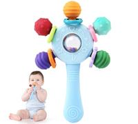 TonStyle Juguete de Denticion Sonajero para Bebe 6-12 Meses, Mordedor de Silicona Sensorial Sonajero Bebé 0-3 Meses, Juguetes Montessori 0-6 Meses Educativos Regalo de Niños y Niñas (Blue)