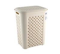 Tontarelli Arianna Cesta Portabiancheria, Modello Traforato, Plastica, Beige, 50 Litri