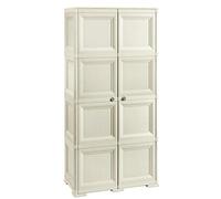 Tontarelli Armario Omnimodus - 4 módulos con 4 estantes y 4 Compartimentos Abiertos Modelo Angora, Resina, Crema