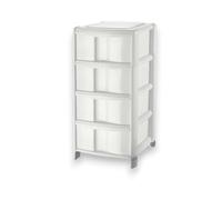 Tontarelli Cajonera de bambú con 4 cajones altos, Mueble Organizador de Almacenamiento, blanca, organizador elegante y funcional para casa y oficina, 39,5 x 38,5 x 86 cm