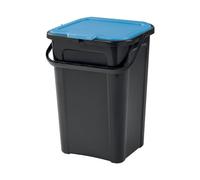 Tontarelli - Cubo de basura 44L, colección COVER LINE, con cuerpo en negro y tapa en color azul