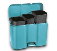 Tontarelli Cubo de basura para reciclaje de cocina, color delfín y negro, capacidad de 13 + 13 + 8 litros, total 34 litros, plástico polipropileno, modelo Patty 3 58,3 x 32 x 41,5 cm