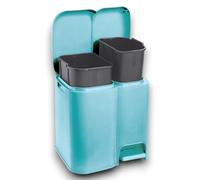 Tontarelli Cubo de basura para recogida selectiva de cocina, color delfín y negro, capacidad de 13 + 8 litros, total 21 litros, plástico polipropileno, modelo Patty 2 39 x 32,5 x 41 cm